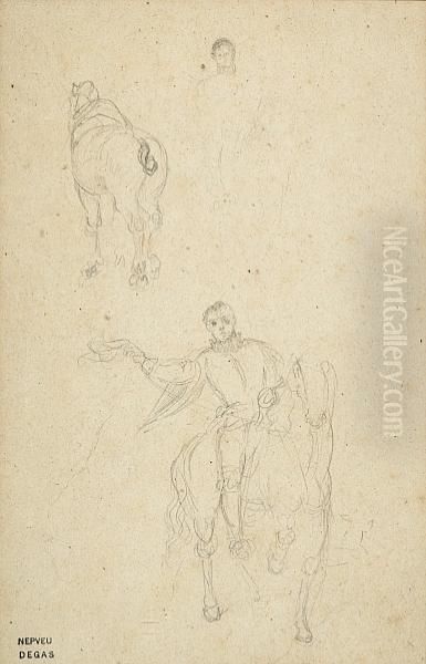 Equestrian Studies: A Double Sided Work Oil Painting by Edgar Degas