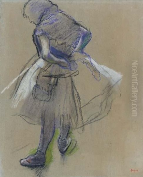 Danseuse Debout, Les Mains Derriere Le Dos Oil Painting by Edgar Degas