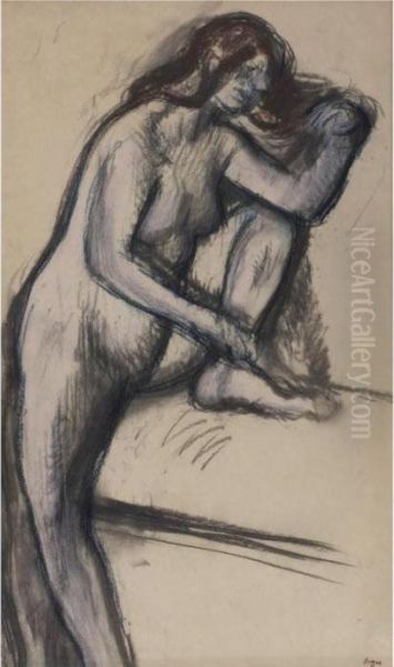 Femme Nue Assise Oil Painting by Edgar Degas