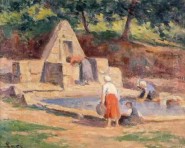 Les Lavandieres Oil Painting by Maximilien Luce