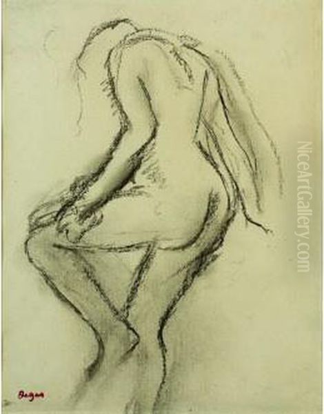 Femme Nue S'essuyant Oil Painting by Edgar Degas