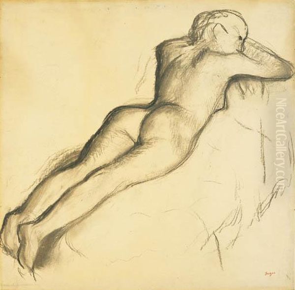 Femme Nue Couchee Oil Painting by Edgar Degas