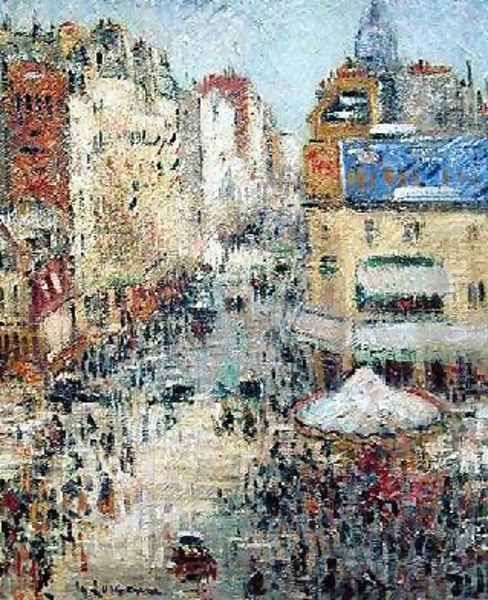 The 14th July in Paris Rue de Clignancourt 1925 Oil Painting by Gustave Loiseau