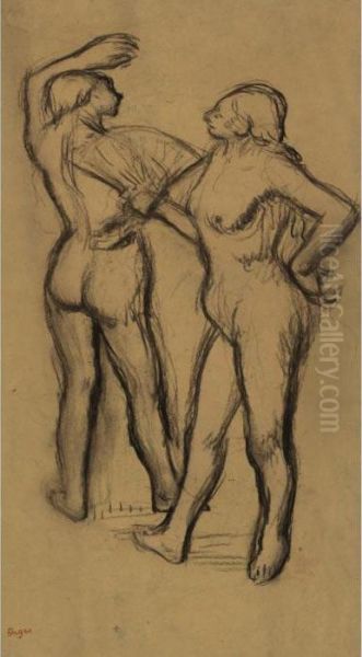 Deux Danseuses En Maillot Oil Painting by Edgar Degas