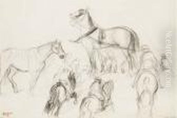 Chevaux Et Cavaliers; Etude Oil Painting by Edgar Degas