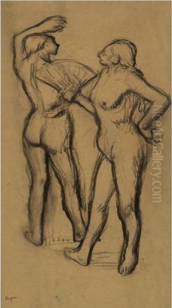 Deux Danseuses En Maillot Oil Painting by Edgar Degas