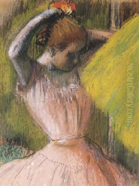 Danseuse A Mi-corps Se Coiffant Oil Painting by Edgar Degas