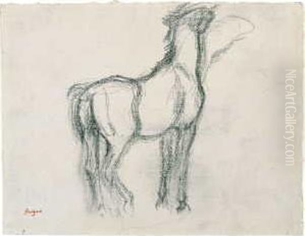 Cheval Oil Painting by Edgar Degas