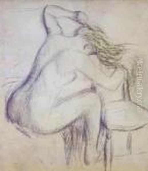 Femme Nue Assise, Se Coiffant by Edgar Degas