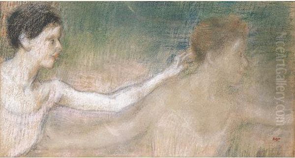 Deux Danseuses De Profil Oil Painting by Edgar Degas