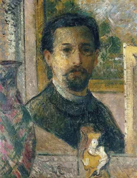 Self Portrait with Statuette Oil Painting by Gustave Loiseau