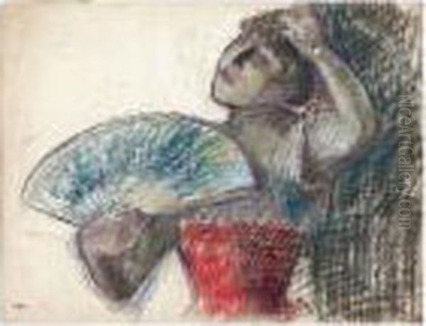 Danseuse A L'eventail Oil Painting by Edgar Degas