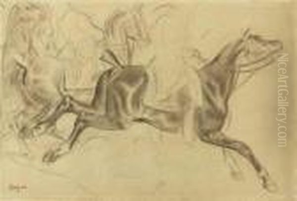 Cavaliers En Habit; Etude 
D'apres Carle Vernet's La Chasse Au Cerf, Le Jour De Saint-hubert Oil Painting by Edgar Degas