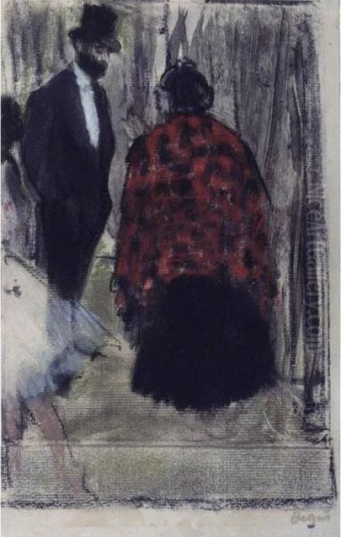 Ludovic Halevy Parlant Avec Mme Cardinal Oil Painting by Edgar Degas