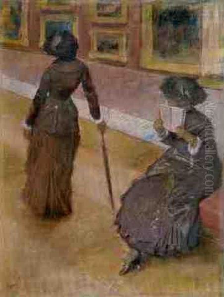 Au Musee Du Louvre (miss Cassatt) Oil Painting by Edgar Degas