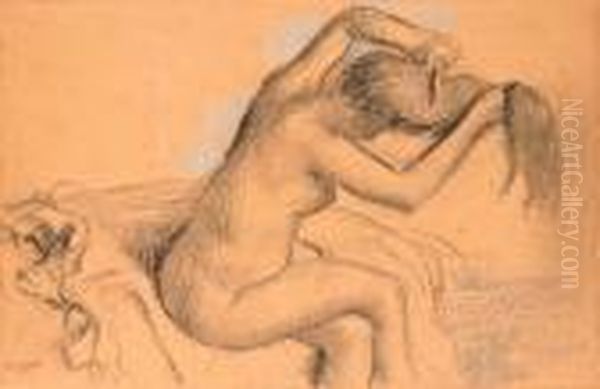 Femme Nue Se Coiffant Oil Painting by Edgar Degas