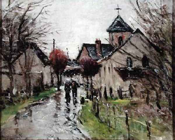 A Small Village under the Rain Oil Painting by Gustave Loiseau