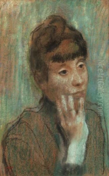 Portrait De Femme Au Corsage Vert Oil Painting by Edgar Degas