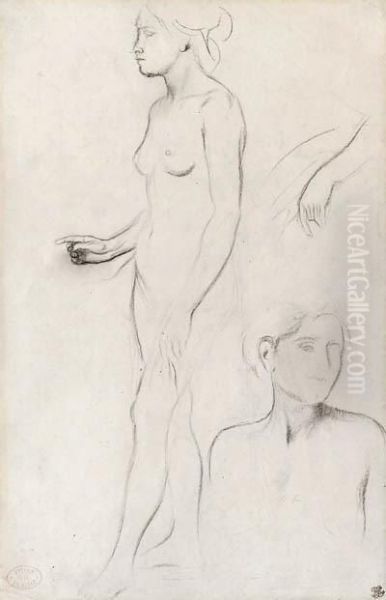 A Nude Study For The Figure Of 
Semiramis And Futher Studies For Herhand And The Head And Shoulders Of 
An Attendant Oil Painting by Edgar Degas