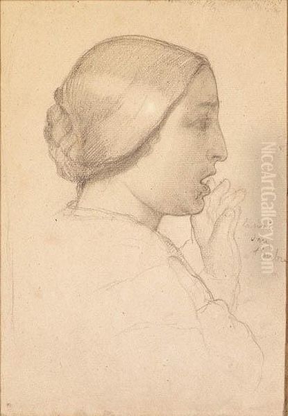 Deux Ttes De Femme (two Studies Of A Woman's Head; Recto Andverso)
Stamped With Signature 'degas' (lugt 658; Lower Left); Inscribed'la Main Dans L'ombre' (center Right) Oil Painting by Edgar Degas