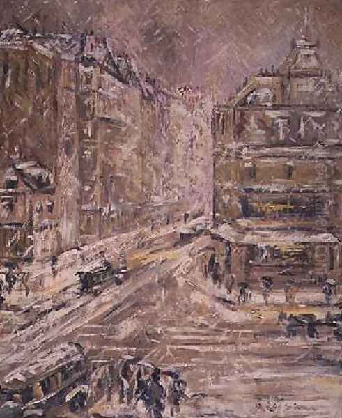 Rue de Clignancourt Under Snow 1924 Oil Painting by Gustave Loiseau