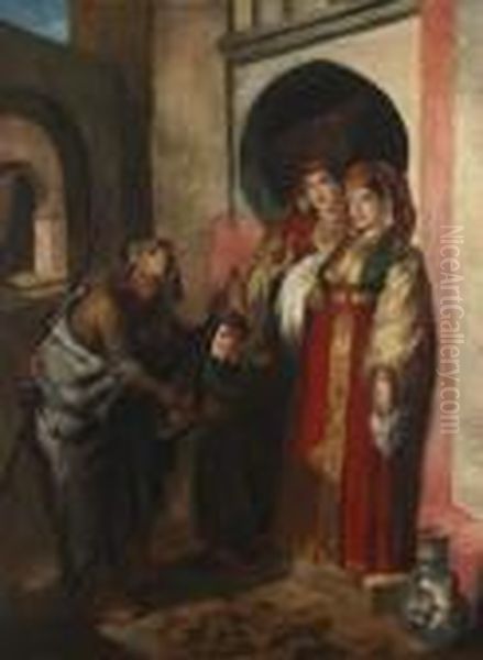 Musicien Marocain A Tanger Oil Painting by Alfred Dehodencq