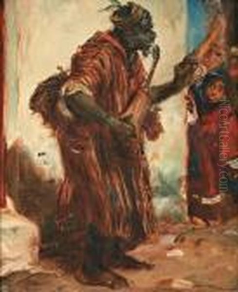 Musicien Marocain Gnaoua Oil Painting by Alfred Dehodencq