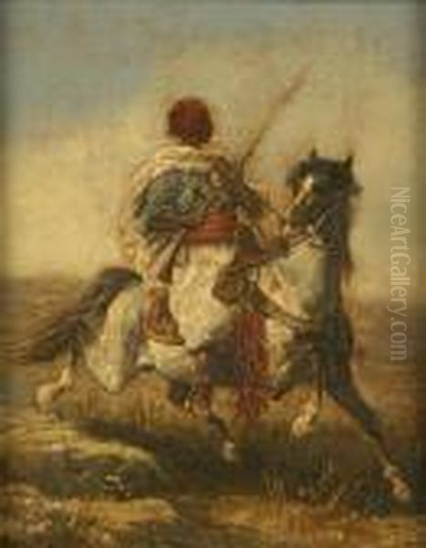 Follower Of Edme Alexis Alfred 
Dehodencq Equestrian Studies Of North African Warriors Apair Oil Painting by Alfred Dehodencq