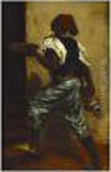 Jeune Africain Au Plateau Oil Painting by Alfred Dehodencq