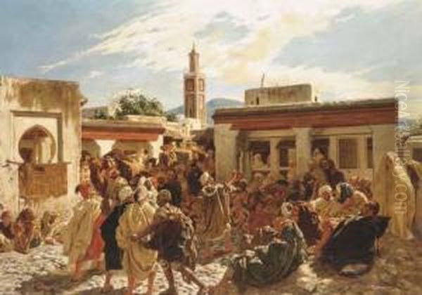 Le Conteur Marocain Oil Painting by Alfred Dehodencq