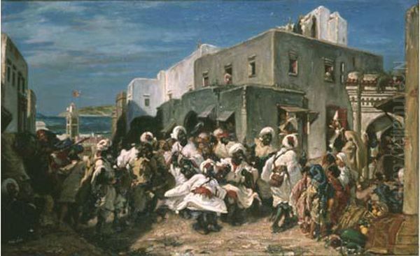 La Danse Des Negres A Tanger. Oil Painting by Alfred Dehodencq