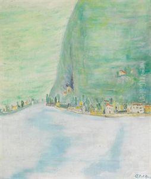 Montagne Sul Lago Di Como Oil Painting by Angelo Del Bon