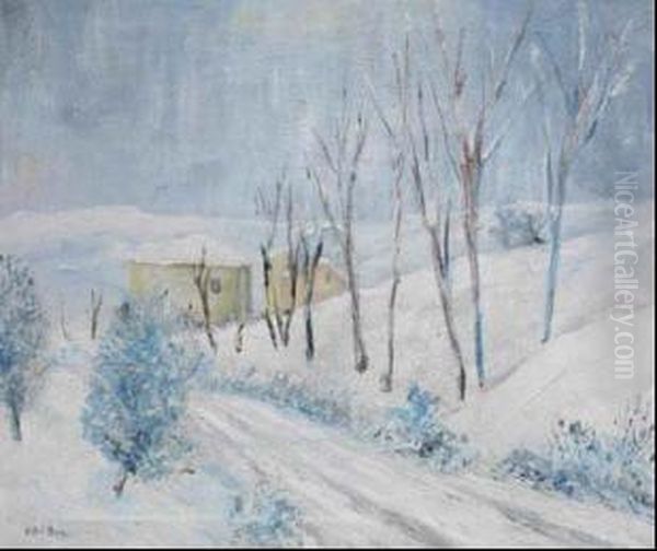 Borgo Sotto La Neve Oil Painting by Angelo Del Bon