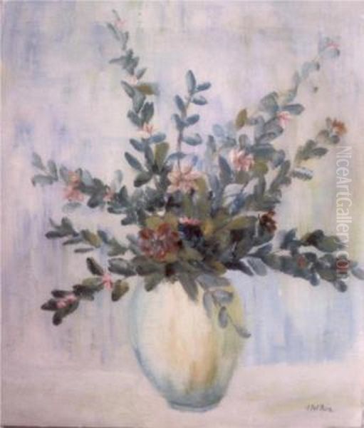 Fiori Nel Vaso Giallo Oil Painting by Angelo Del Bon