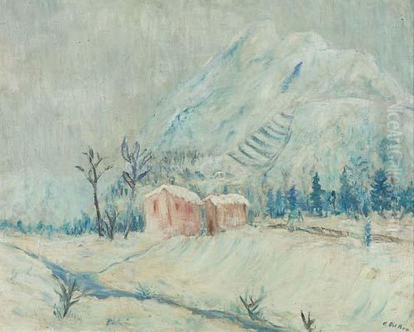 Nevicata A Bardonecchia Oil Painting by Angelo Del Bon