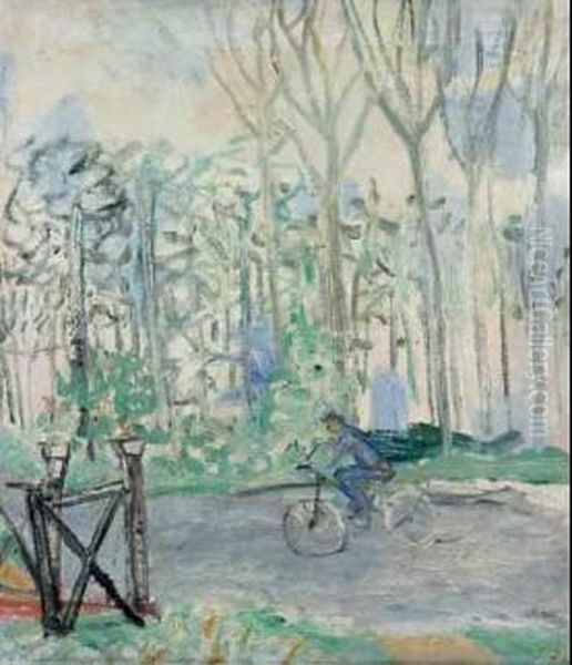 Il Ciclista Oil Painting by Angelo Del Bon