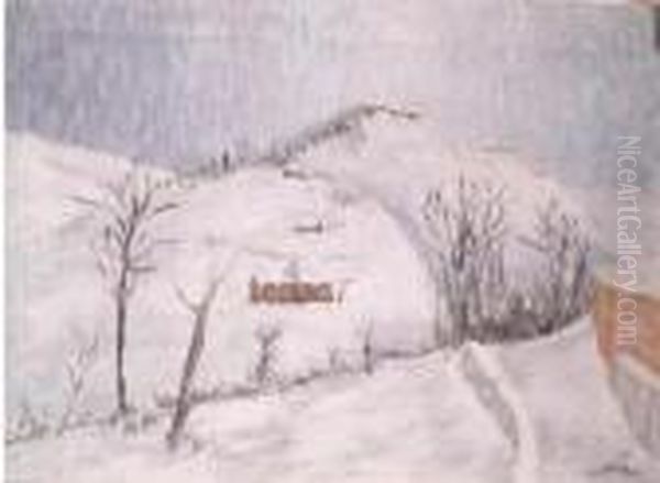 Neve In Collina Oil Painting by Angelo Del Bon