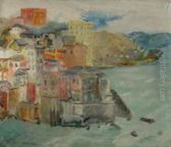 ''marina - Genova'' 1949 Oil Painting by Angelo Del Bon