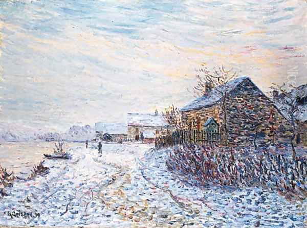 La neige a Tournedos-sur-Seine Oil Painting by Gustave Loiseau