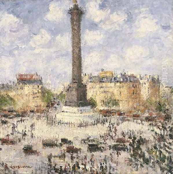 Place de La Bastille Oil Painting by Gustave Loiseau