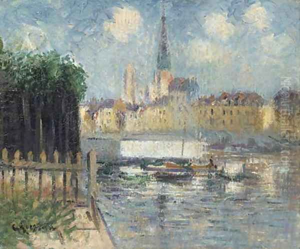 L'eglise au bord de la riviere, Rouen Oil Painting by Gustave Loiseau