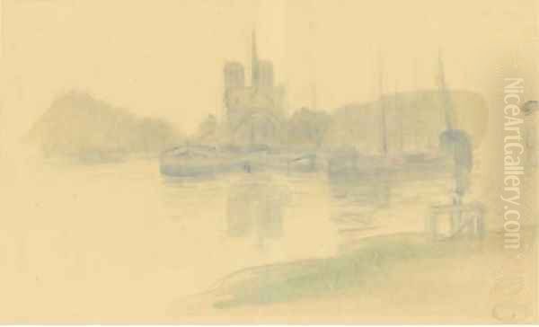 Notre Dame Oil Painting by Gustave Loiseau