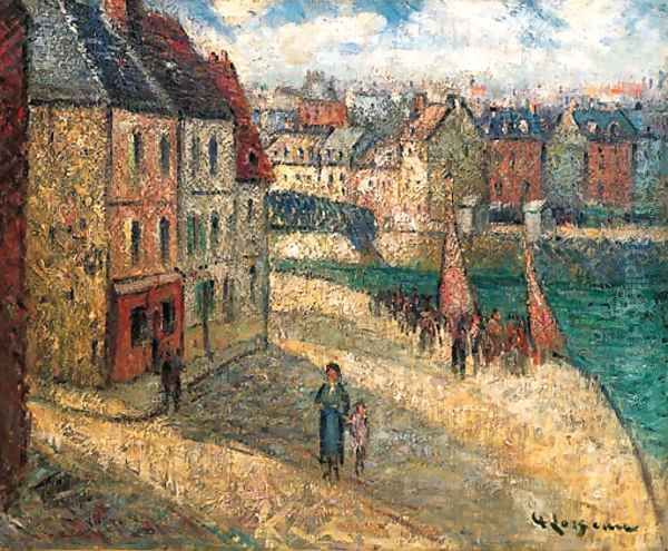 Quai a Dieppe Oil Painting by Gustave Loiseau