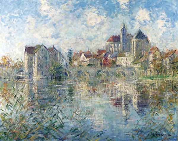 Moret-sur-Loing, le pont et l'glise Oil Painting by Gustave Loiseau