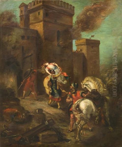 Abduction Of Rebecca Oil Painting by Eugene Delacroix