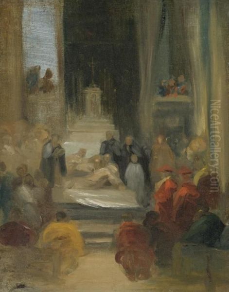 Interior Of A Church: Ordination Of Carmelites Oil Painting by Eugene Delacroix