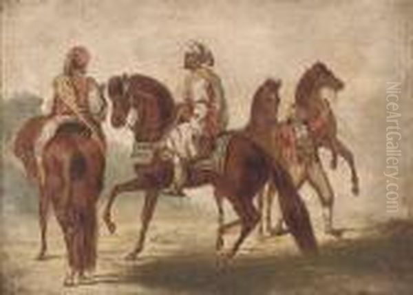 Arab Warriors On Horseback Oil Painting by Eugene Delacroix