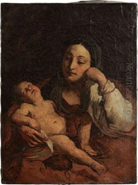 Study Of A Mother And Child Oil Painting by Eugene Delacroix