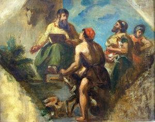 Aristotle Describes The Animals Oil Painting by Eugene Delacroix