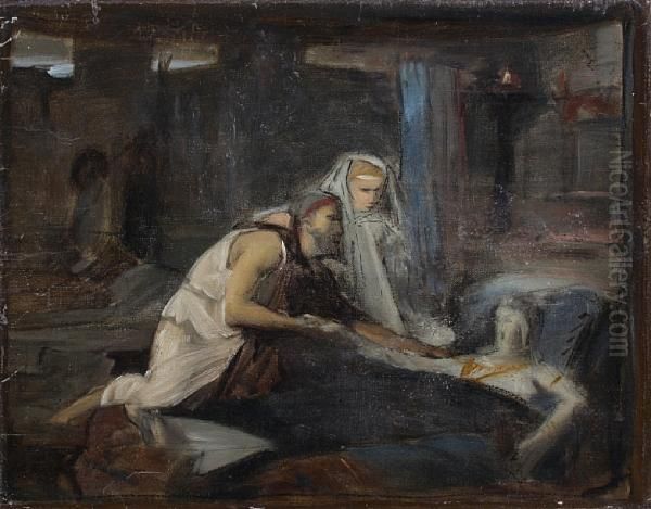 Sketch Of Christ Healing A Sick Man Oil Painting by Eugene Delacroix